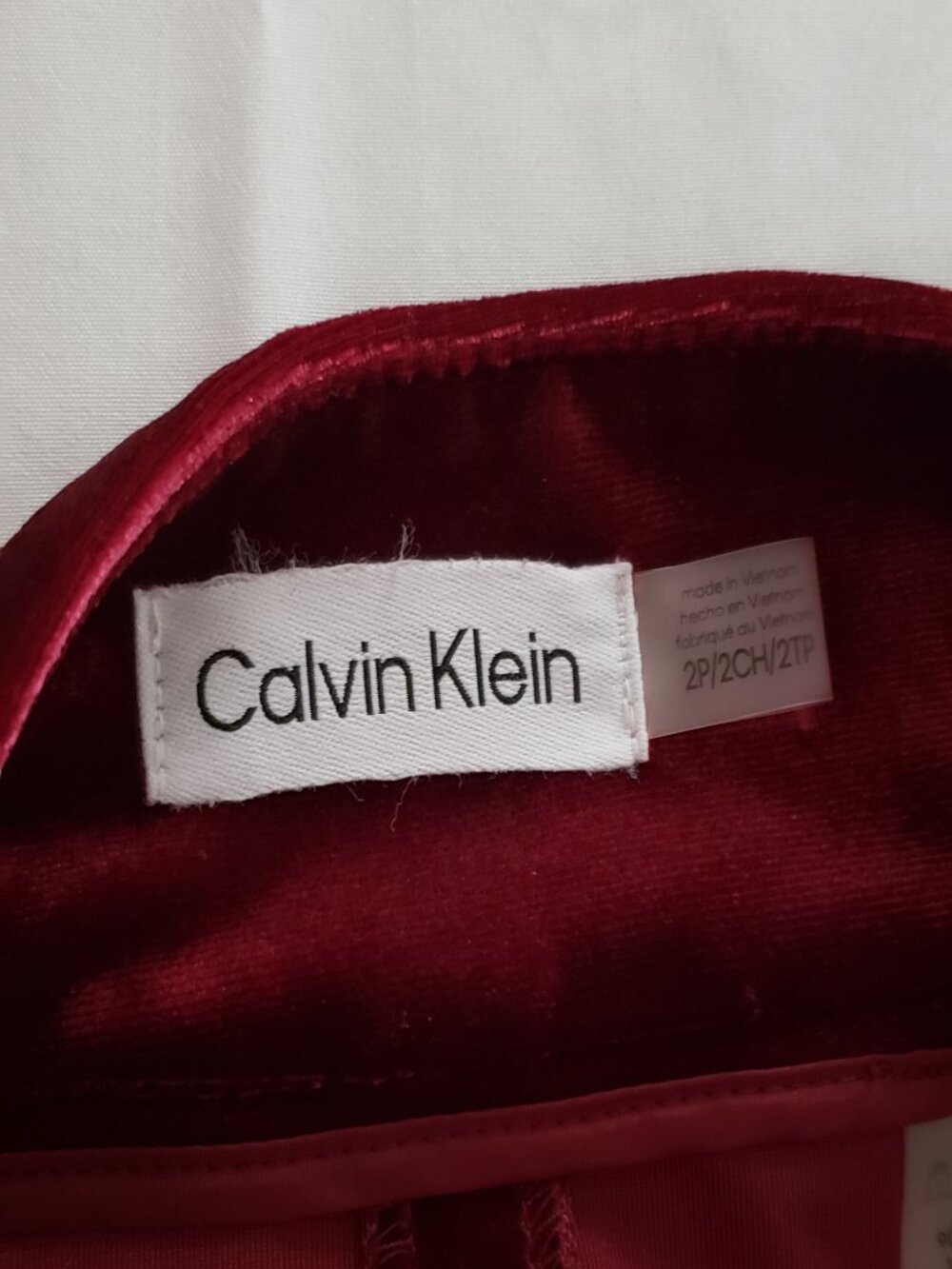 Clavin Klein retro style velvet dress pants red wine 2P - Picture 4 of 6